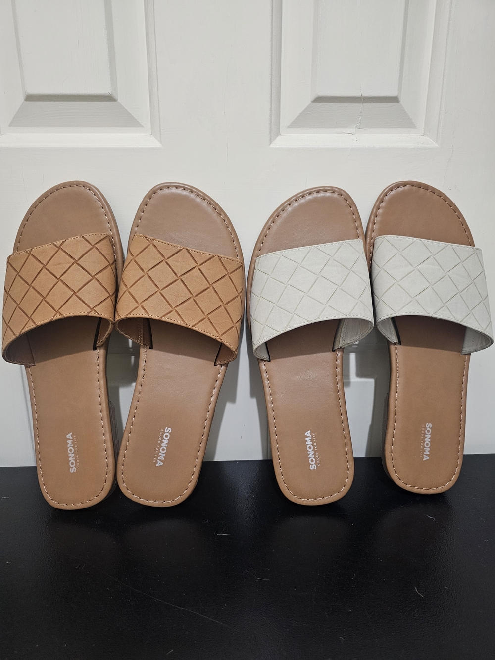 Bundle Of SONOMA Wedge Slide Sandals - Tan and Cream